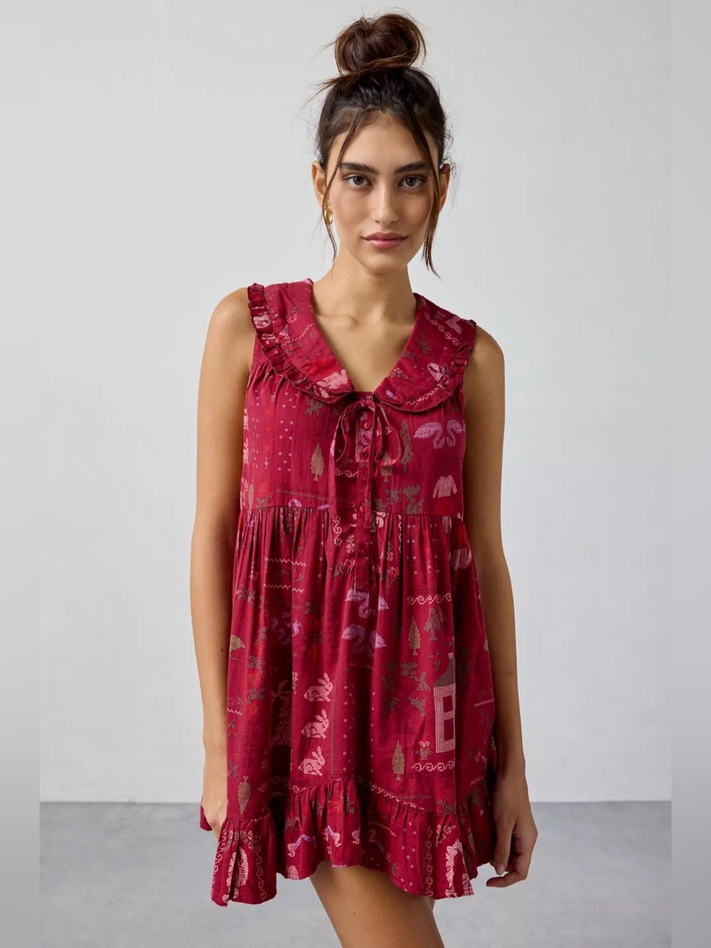 UO Out From Under Lottie Ruffle Collar Babydoll Sleep Dress Sz M NWOT